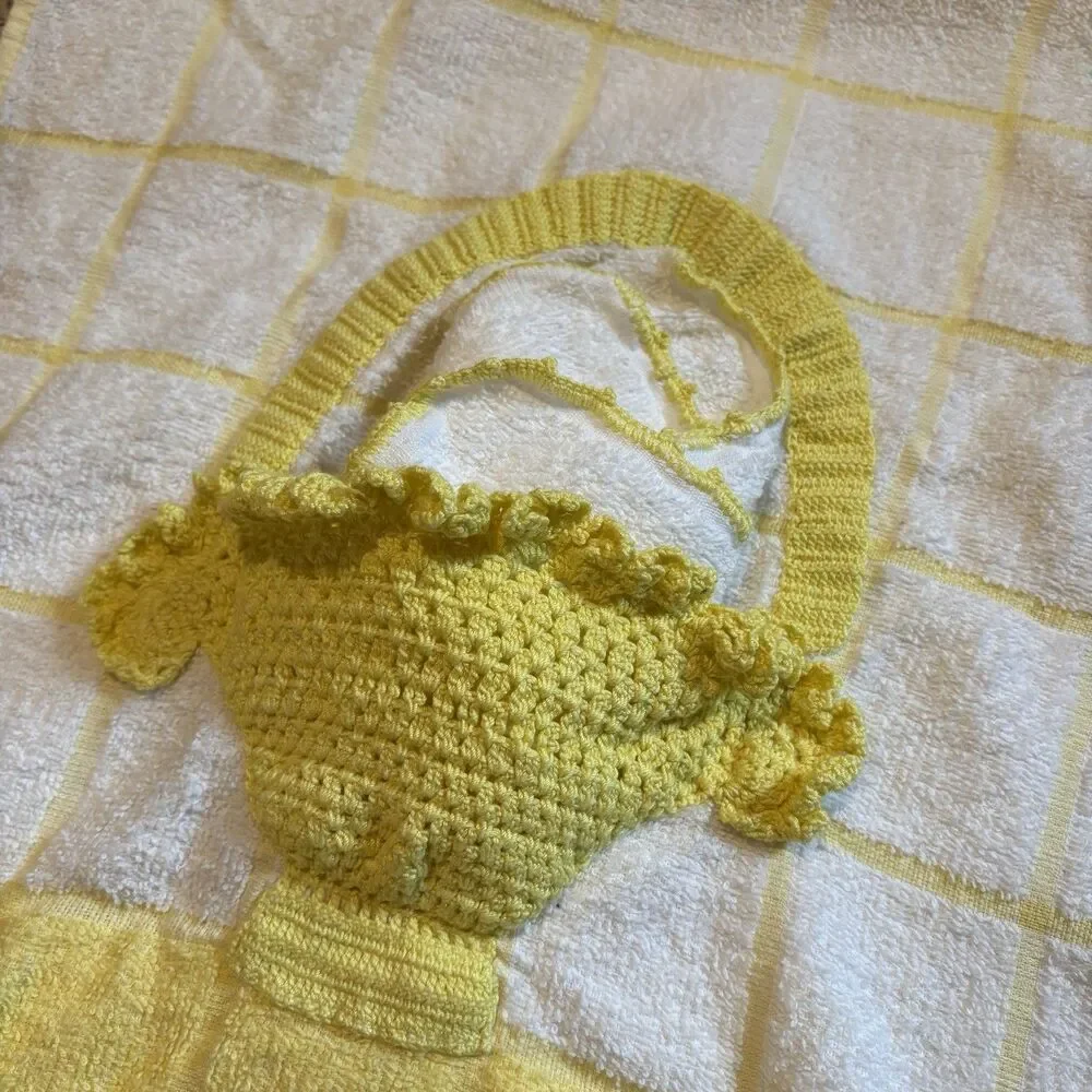 Vintage Cannon Textured Hand & Face Towel Vase Bouquet Flowers RARE Yellow USA